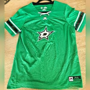 NHL Dallas Stars 💚 V Neck Fashion Jersey, Size:L, Green